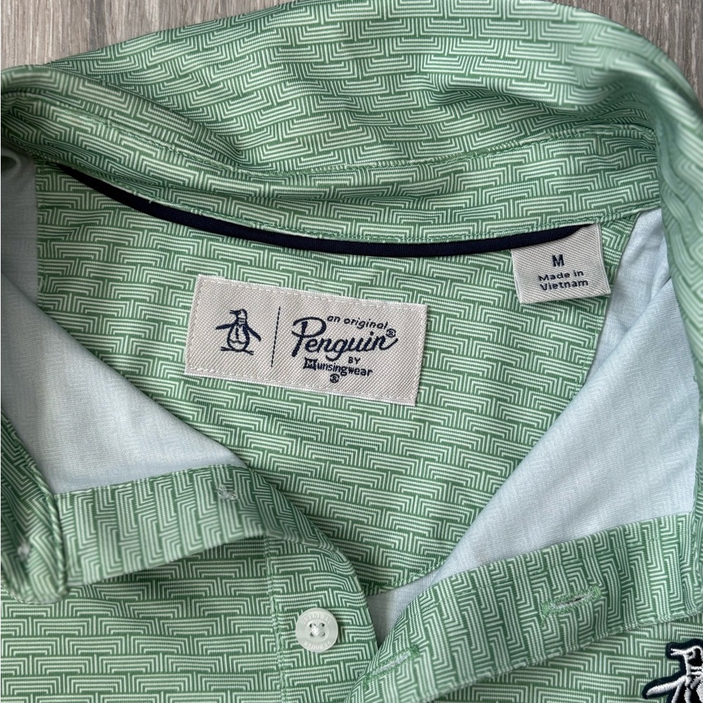 Original Penguin Men's Striped Green Golf Polo - Picture 3 of 3